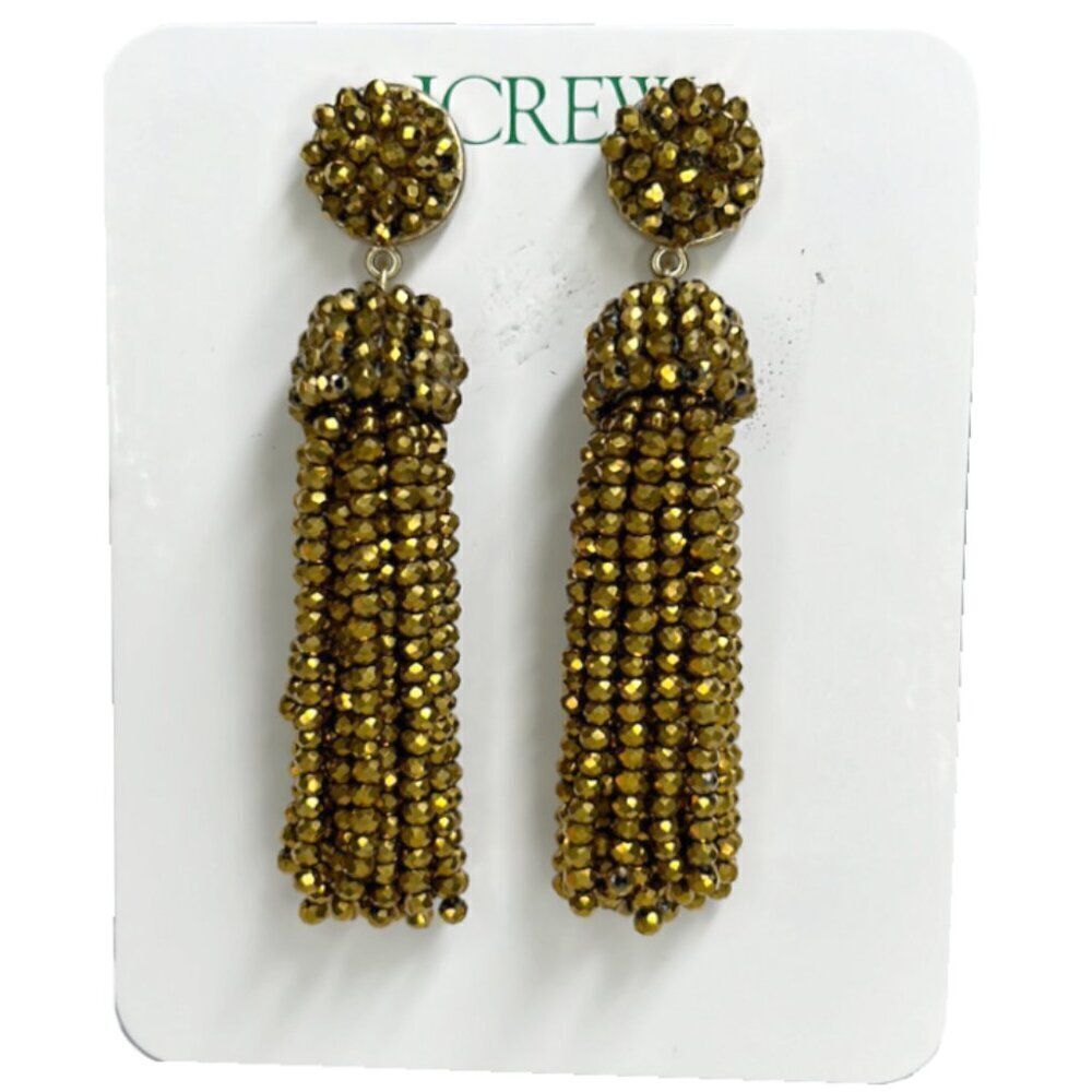 J Crew - “Faceted Tassel Earrings”, Gold Plated - NWT, One Size, Gold